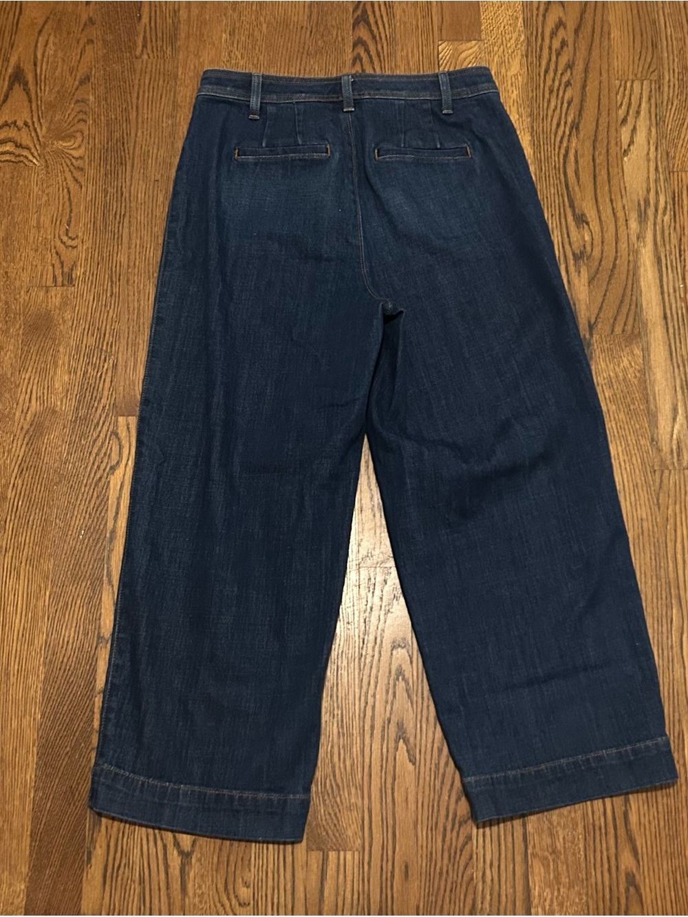 Talbots Dark Blue Cropped Wide-Leg Jeans front patch pockets - Picture 8 of 8